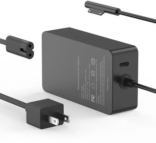 Alt view image 8 of 14 - 65W Laptop Charger Compatible with Microsoft Surface Pro 11, 10, 9, 8, 7+, 7, 6, 5, X, Laptop 7/6/5/4/3/2/1/Studio, Book 3/2/1, Go 4/3/2/1, 10FT