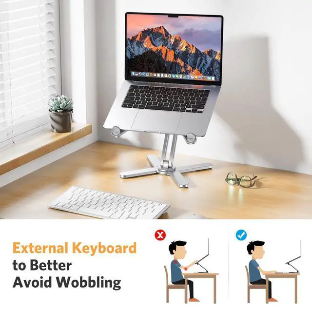 Alt view image 11 of 14 - LA10 360° Rotating Laptop Stand Riser for Desk, Ergonomic Foldable Computer Stand Adjustable Height Angles for Collaborative Work, Easy Storage Fit Macbooks,All Laptops up to 16 inches, Silver