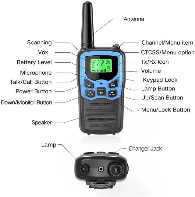 Alt view image 11 of 12 - Walkie Talkies,Long Range Walkie Talkies for Adults Two-Way Radios with 22 Channels FRS VOX Scan LCD Display with LED Flashlight for Field, Survival Biking Hiking Camping 2 Pack (Blue)