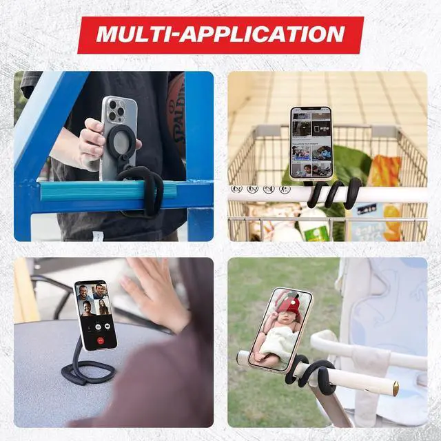 Alt view image 14 of 14 - Flexible Gym Phone Holder for Peloton Treadmill Spin Bike - Gooseneck Magnetic Phone Mount for iPhone MagSafe Samsung, Wrap Around Phone Stand for Stroller/Desk/Shopping/Women Men Gym Gifts