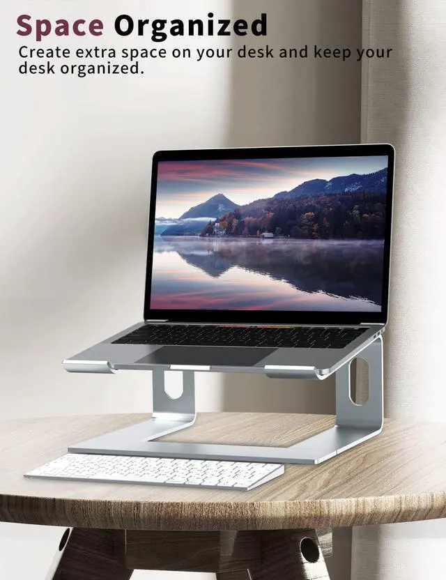 Alt view image 14 of 14 - Laptop Stand for Desk, Aluminum Computer Riser, Ergonomic Notebook Holder, Detachable Metal Laptops Elevator, PC Cooling Mount Support 10 to 15.6 Inches Notebook, Silver