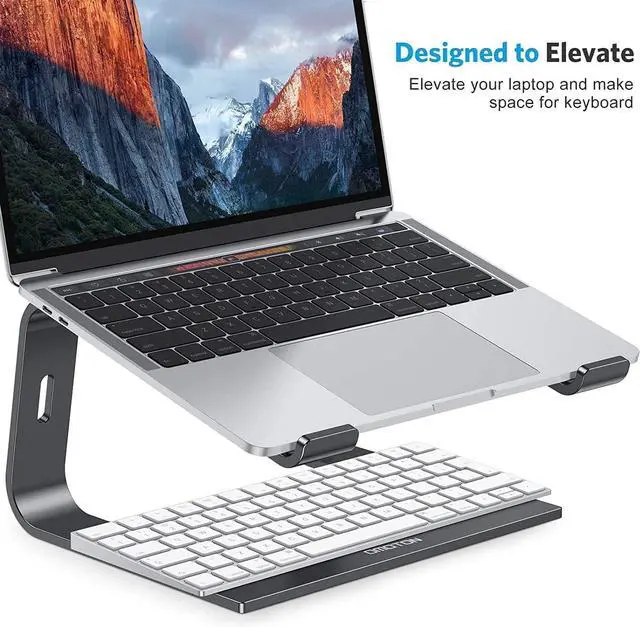 Alt view image 11 of 14 - Laptop Stand, Detachable Laptop Mount, Aluminum Laptop Holder Stand for Desk, Compatible with MacBook Air/Pro, Dell, HP, Lenovo and All Laptops (11-16 inch), Black