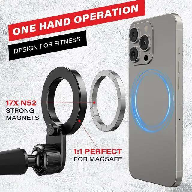 Alt view image 12 of 14 - Flexible Gym Phone Holder for Peloton Treadmill Spin Bike - Gooseneck Magnetic Phone Mount for iPhone MagSafe Samsung, Wrap Around Phone Stand for Stroller/Desk/Shopping/Women Men Gym Gifts