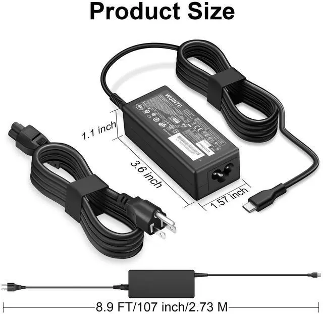 Alt view image 14 of 14 - USB C Laptop Charger Compatible with Dell Laptop Chromebook Charger 65W 45W USB Type C Fast Power Adapter