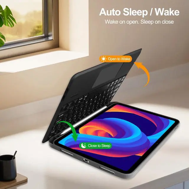 Alt view image 9 of 14 - Compatible for iPad A16 11th Generation Case with Keyboard,Multi-Touch Trackpad,Wireless Detachable Keyboard,Stand Cover with Pen Holder for iPad 11 inch A16 2025 &10th Gen 10.9" 2022,Black
