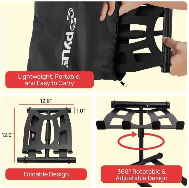 Alt view image 11 of 14 - Portable Folding Laptop Stand - Standing Table with Adjustable Angle, Foldable Height and Four Prong Anti-Slip Tray for iPad, Tablet, DJ Mixer, Workstation, Gaming and Home Use - PLPTS55
