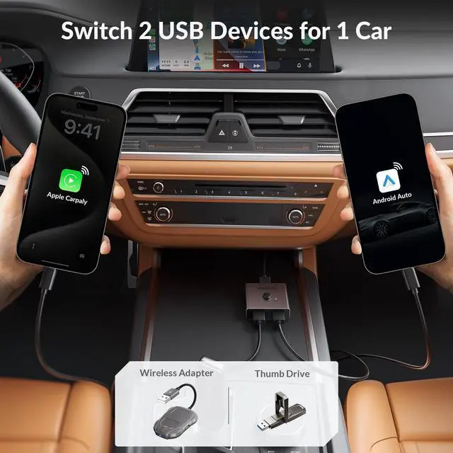 Alt view image 12 of 14 - USB 3.0 Switch Aluminum, Bi-Directional USB Switcher 1 in 2 Out (2 in 1 Out), Share 1 Device Between 2 Computers for Printer Mouse Keyboard, USB Sharing Switch Support CarPlay,Android Auto