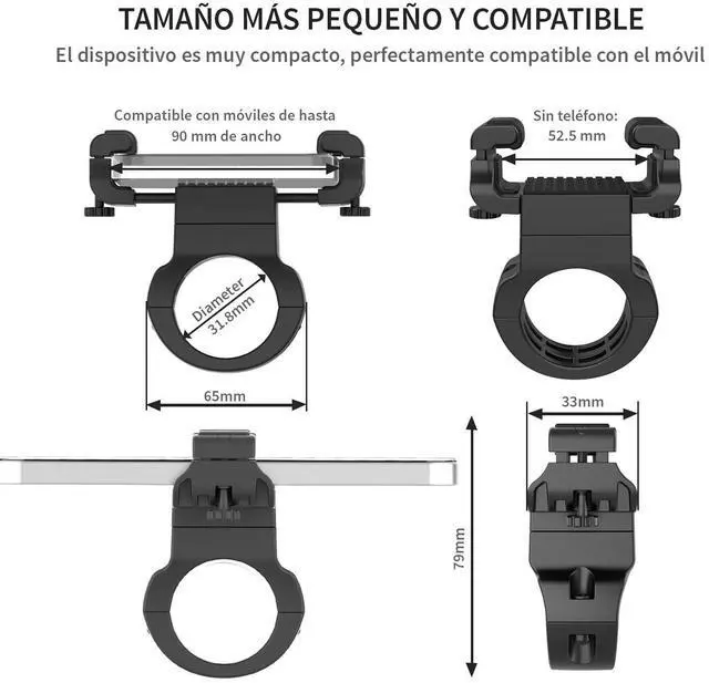 Alt view image 13 of 14 - Bike Phone Mount 360° Rotatable Bike Phone Holder Universal Cell Phone Bicycle Stand for Most of Phone and More 3.5-7 in Cellphone - 2.1-3.5 in Width