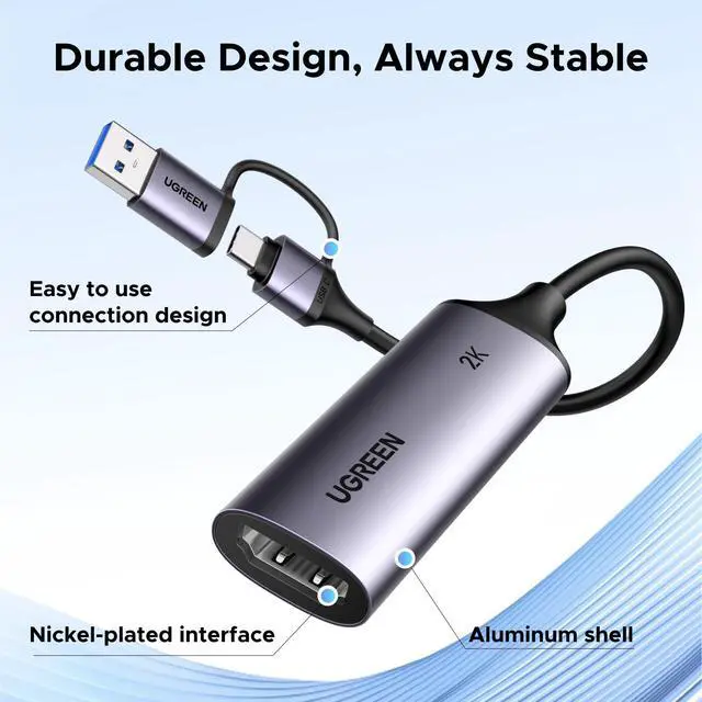 Alt view image 14 of 14 - 2K@30Hz Video Capture Card 4K Input HDMI to USB 3.0 A and USB C Capture, 1080P 60FPS with Low Latency Capture Card for Streaming Game Recording Compatible with Switch 2/Xbox/PS4/PS5/PC/Camera