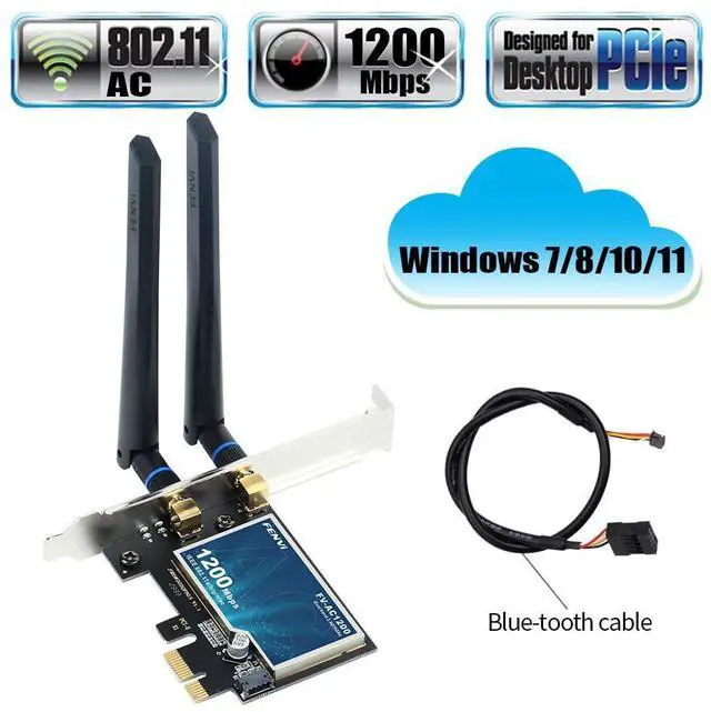 Alt view image 9 of 14 - AC1200 Wireless WiFi PCIe Card for Desktop PC, Dual Band 2.4GHz & 5GHz with Bluetooth 4.0, Low Profile Bracket, Windows 11/10/8/7 Compatible with Gaming, Streaming, Home Office