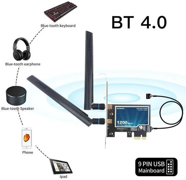 Alt view image 13 of 14 - AC1200 Wireless WiFi PCIe Card for Desktop PC, Dual Band 2.4GHz & 5GHz with Bluetooth 4.0, Low Profile Bracket, Windows 11/10/8/7 Compatible with Gaming, Streaming, Home Office