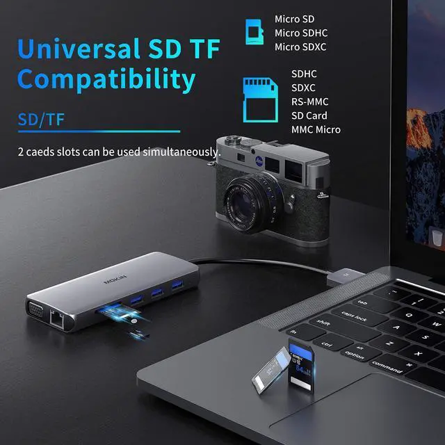 Alt view image 13 of 14 - MacBook Pro Docking Station Dual Monitor HDMI Adapter,12 in 1 USB C Adapters for MacBook Pro Air Mac HDMI Dock Dongle Dual USB C to DualHDMI VGA Ethernet AUX 4USB SD/TF100W PD