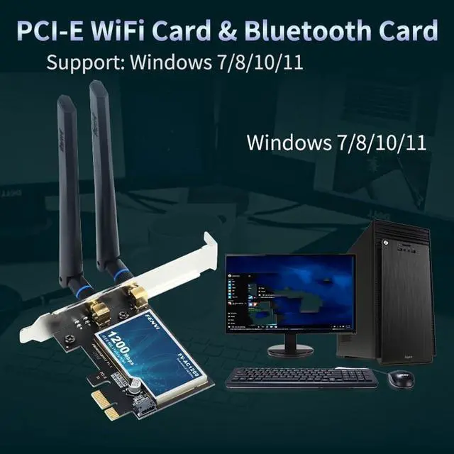 Alt view image 12 of 14 - AC1200 Wireless WiFi PCIe Card for Desktop PC, Dual Band 2.4GHz & 5GHz with Bluetooth 4.0, Low Profile Bracket, Windows 11/10/8/7 Compatible with Gaming, Streaming, Home Office