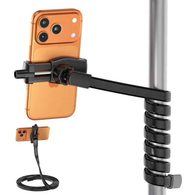 Alt view image 8 of 14 - Flexible Phone Holder for Treadmill |Stroller |Wheel |Chair Pole |Stick |Rod |Tube |Shelf | Railing |Cart,35.4" / 90 cm Gooseneck Arm Mount,Compatible with 3.5~7.5" iPhone/LG/Galaxy Smartphone