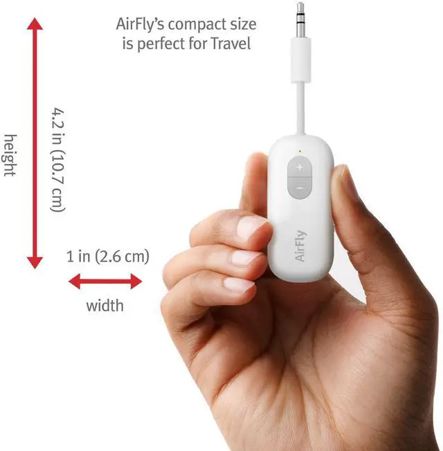 Alt view image 10 of 14 - AirFly SE | Bluetooth Wireless Audio Transmitter Adapter for AirPods/Headphones, 20+ Hr Battery, Works with 3.5mm aux Jacks on Airplanes, TVs, Gym Equipment, and Travel