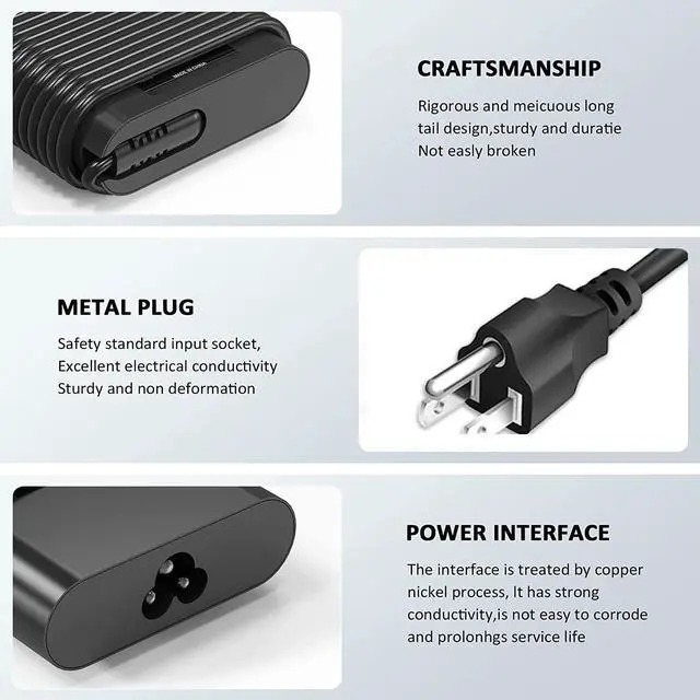 Alt view image 9 of 10 - 65W USB C Charger Compatible with Dell Latitude 5420 5520 5320 7420 7430 7400 7370 7390 7275 7285, XPS 13 7390 9350 9380 9370 9360 9310 9365 9300 9550 USB C Laptop Charger
