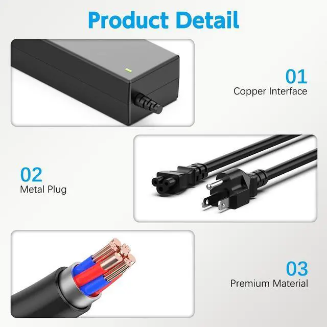 Alt view image 12 of 14 - 65W Laptop Charger Compatible with Dell Inspiron 13 14 15 16 17 3000 5000 7000 Series; Latitude 3420 3540 5400 Vostro 3520 2-in-1 Tips (4.5mm & 7.4mm) - 19.5V 3.34A (Fits 45W) - 9Ft Cord