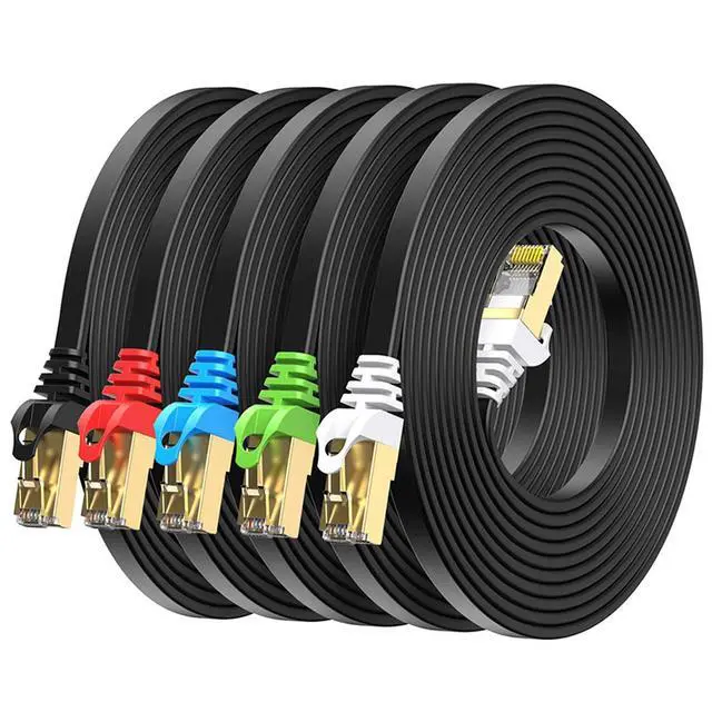 Alt view image 8 of 14 - Cat8 Ethernet Cable 5FT 5 Pack Multi Color, Cat-8 Flat RJ45 Computer Internet LAN Network Ethernet Patch Cable Cord, 40Gbps 2000MHz Faster Than Cat7/Cat6/Cat5-5 Feet