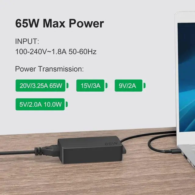 Alt view image 12 of 14 - 65W USB C Charger Compatible with Lenovo Thinkpad/Yoga/Chromebook Laptop Computer 65W 45W USB C Fast Power Adapter