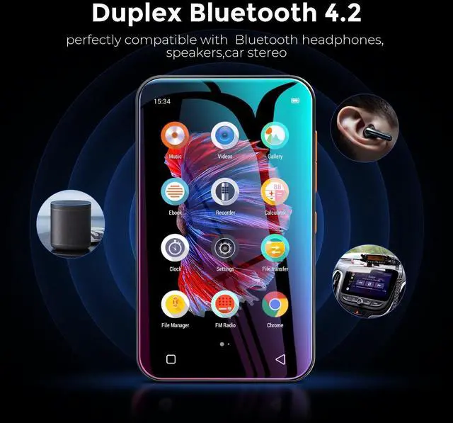 Alt view image 9 of 14 - 72GB WiFi Mp3 Player with Bluetooth, 4.0" Full Touch Screen Mp4 Player with Speaker, Portable Digital Music Player with FM Radio, BrowserCan't Install/Download Any New Apps (Black)