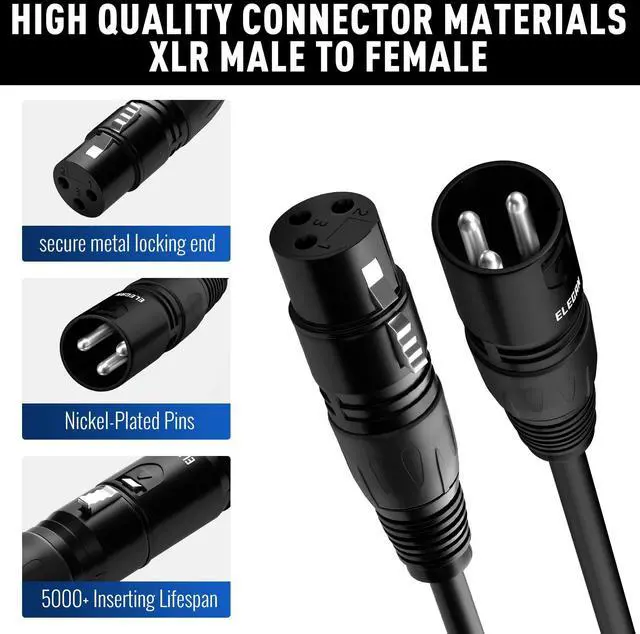 Alt view image 8 of 12 - XLR Cable Microphone Cable 150 Feet,Heavy Duty Balanced XLR Speaker Cable (From 25-200FT) 3-Pin Shielded Male to Female Mic Cord,DMX Stage Lighting Patch Cable for Speaker Systems Mixer+10 Ties