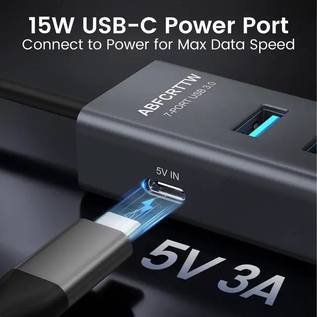 Alt view image 12 of 14 - USB C to USB Hub Multiport Adapter, Aluminium 7-Port USB C Hub Multiport Adapter, USB Extenders, USB c Splitter for Thunderbolt, MacBook Pro/Air, Laptop, iPad, iMac, U Flash, PSSD, Keyboard, Mouse
