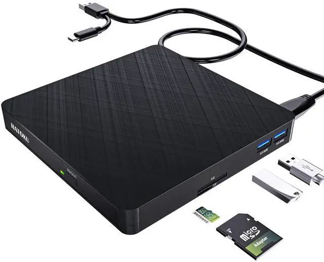 Alt view image 13 of 14 - External CD/DVD Drive for Laptop (USB 3.0 & USB-C): 8X DVD/24X CD Burner Writer - Portable DVD Player for Laptop - Plug & Play External CD Drive for PC Desktop Windows 11 10 8 7 MacOS Linux