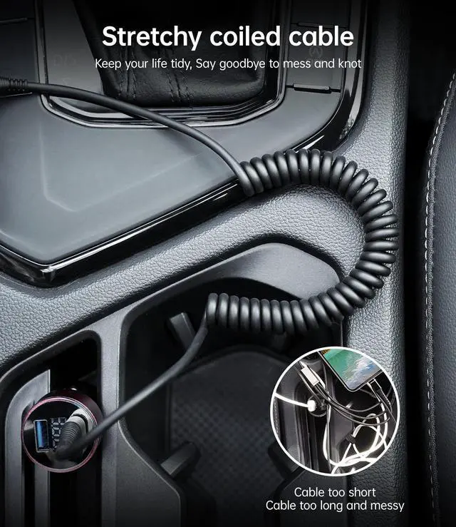 Alt view image 12 of 14 - USB C Cable Fast Charging, 2Pack 3ft Coiled USB A to Type C Charge Cord for Car, USB-C Charging Cable Compatible with iPhone 17/16/15/Samsung Galaxy S20 S10 S9 S8 Plus Note 10 and More USB C Devices