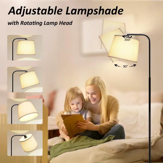 Alt view image 10 of 14 - Floor Lamp for Living Room with 3 Color Temperatures, Foot Switch Standing Lamps for Living Room, Bedroom, Office, Arc Mordern Floor Lamp with 9W LED Bulb Included