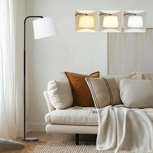 Alt view image 8 of 14 - Floor Lamp for Living Room with 3 Color Temperatures, Foot Switch Standing Lamps for Living Room, Bedroom, Office, Arc Mordern Floor Lamp with 9W LED Bulb Included