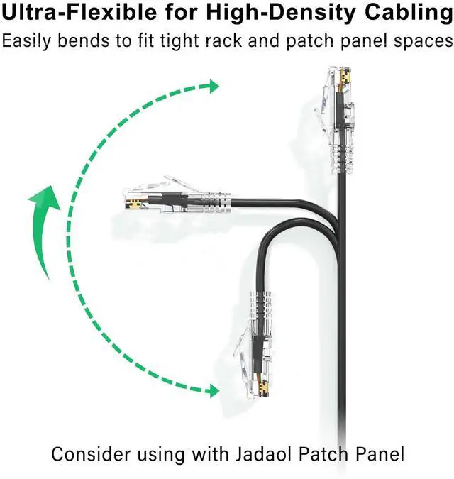 Alt view image 9 of 14 - Cat5e/6/6A Ethernet Patch Cable 1.5ft 24 Pack, Slim 28AWG Patch Cord, 10Gbps Network Cable, Snagless RJ45 Short Cable for Patch Panel, Switch, Server Rack, Data Center, Black