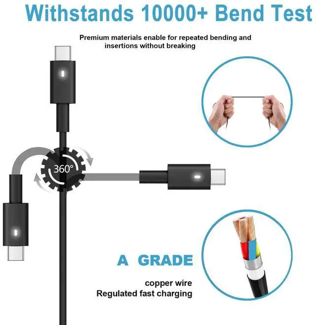 Alt view image 12 of 14 - 65W 45W USB C Laptop Charger for Dell Computer Latitude 5450 5440 5540 7440 5420 7420 5520 5430 7430 5530 5550 7450,Dell 13 14 16 Pro Plus Power Cord,XPS 13 Type C AC Adapter Chromebook 3100