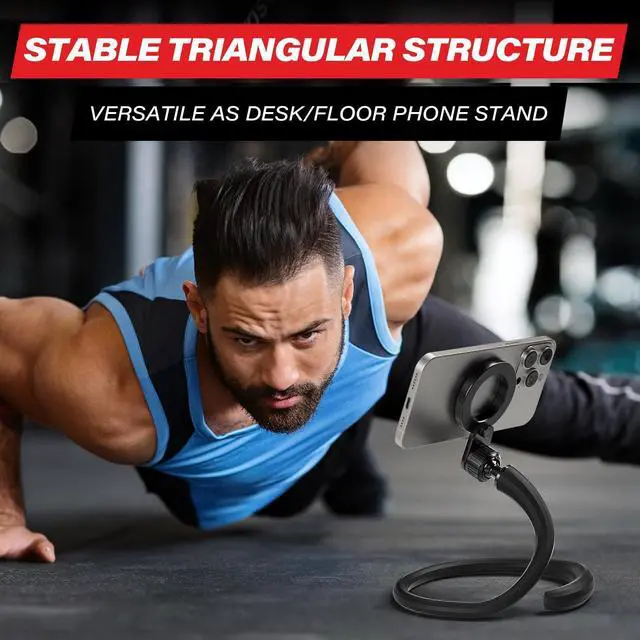 Alt view image 10 of 14 - Flexible Gym Phone Holder for Peloton Treadmill Spin Bike - Gooseneck Magnetic Phone Mount for iPhone MagSafe Samsung, Wrap Around Phone Stand for Stroller/Desk/Shopping/Women Men Gym Gifts