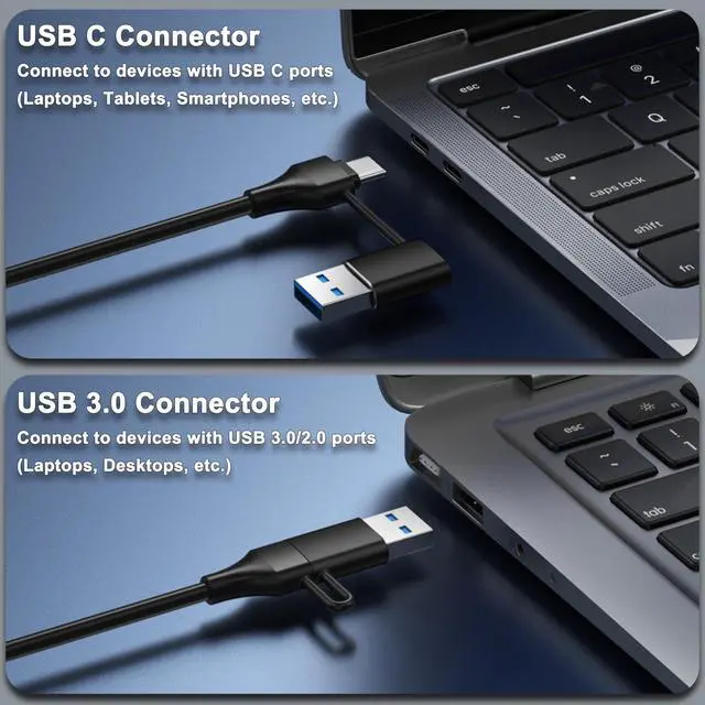 Alt view image 11 of 14 - Powered 10-Port USB 3.0 Hub, USB C to 10 Ports USB Data Hub Splitter with Individual LED On/Off Switche, 3.3FT Cable, 12V/3A Power Adapter, for Laptop MacBook Pro/Air PC (Aluminum Gary)