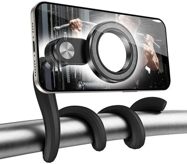 Alt view image 8 of 14 - Flexible Gym Phone Holder for Peloton Treadmill Spin Bike - Gooseneck Magnetic Phone Mount for iPhone MagSafe Samsung, Wrap Around Phone Stand for Stroller/Desk/Shopping/Women Men Gym Gifts