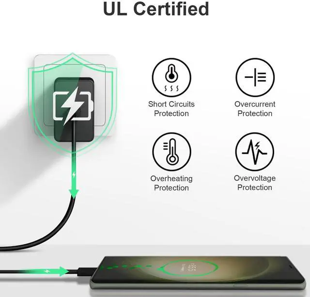 Alt view image 12 of 14 - Type C Charger Fast Charging 10FT 45W USB C Charger Block 2-Pack Long USB C Cable for Samsung Galaxy S25/S24/S23/S22/S21, for iPhone 17/17 Pro/17 Pro Max/16/16 Pro/16 Pro Max/15/15 Pro Max/15 Plus