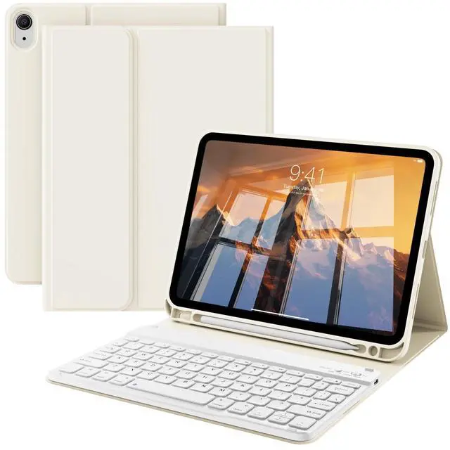 Alt view image 8 of 14 - Keyboard Case for iPad 10th Generation (10.9 Inch 2022) / iPad A16 11th Generation (11 inch 2025) with Pencil Holder, Stand Folio Detachable Wireless Bluetooth Keyboard Cover, Cream White
