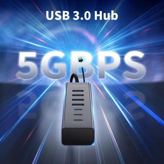 Alt view image 9 of 14 - 6Ft 7-Port USB Hub 3.0 for Desktop, 4 USB-A & 3 USB-C Ports Aluminium 5Gbps USB Extender Hub, USB Splitter, USB Hub Long Cable for Desktop, PC, Flash Drive, Mobile HDD SSD, Windows/XPS