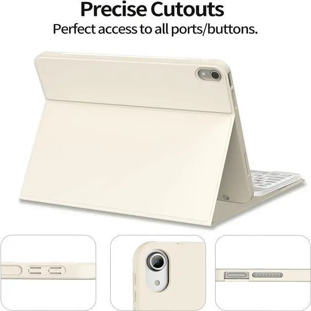 Alt view image 11 of 14 - Keyboard Case for iPad 10th Generation (10.9 Inch 2022) / iPad A16 11th Generation (11 inch 2025) with Pencil Holder, Stand Folio Detachable Wireless Bluetooth Keyboard Cover, Cream White