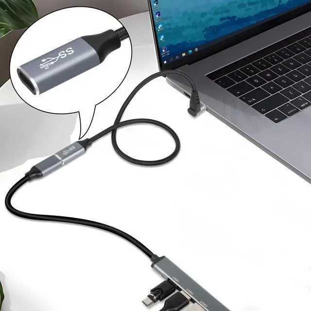 Alt view image 14 of 14 - 2M Right Angle USB C Extension Cable,90 Degree 10Gbps PD 100W USB3.1 Gen2 Male to Female Charging Cord,Up Down Type-C Extender Cable Compatible with Laptops and More Type-C Devices