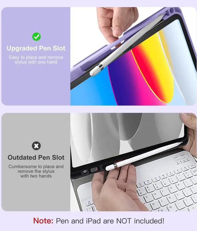Alt view image 13 of 14 - for iPad 11th 10th Generation Case with Keyboard - 7 Colors Backlit Wireless Detachable Folio Keyboard Cover with Pencil Holder for iPad 11-inch A16 2025 10th Gen 10.9 Inch 2022 (Purple)