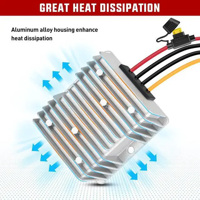 Alt view image 13 of 14 - 48V to 12V Voltage Converter 240W 20A Regulator Step Down to 12VDC Waterproof DC Convert Reducer Power Supply Transformer Module for Golf Cart Scooters Trucks