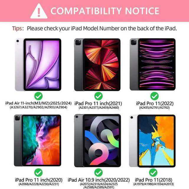 Alt view image 9 of 14 - Keyboard Case for iPad Air 11 inch (M3 2025 / M2 2024) & iPad Pro 11 inch (4th/3rd/2nd/1st) Gen - Magnetic Detachable Bluetooth Keyboard with Pencil Holder for 10.9" iPad Air 4th/5th Gen (Pink)