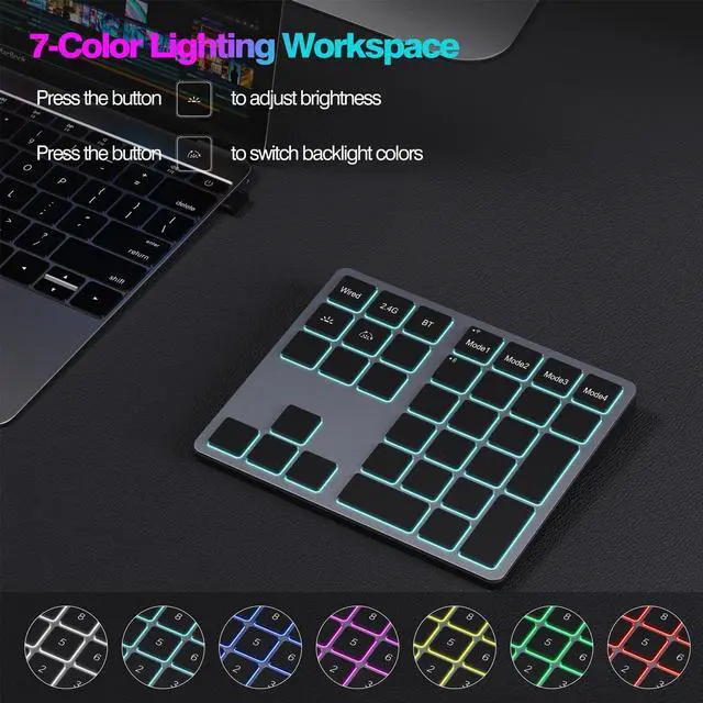 Alt view image 9 of 14 - Tri-Mode Programmable Keyboard (BT/2.4G/Wired), Bluetooth Shortcuts Keyboard with 25 Custom Keys & Shortcuts Stickers & Backlit, Wireless Macro Keypad for Windows Graphic, Editing & Office