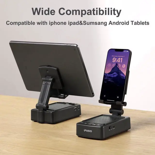Alt view image 12 of 14 - Gifts for Men Women, Phone Stand with Bluetooth Speaker BT5.3, Gifts for Him Dad Who have everything, Phone Holder with Wireless Speaker for iPhone/Android/Tablet, Tech Gadgets,Birthday Gifts for Men