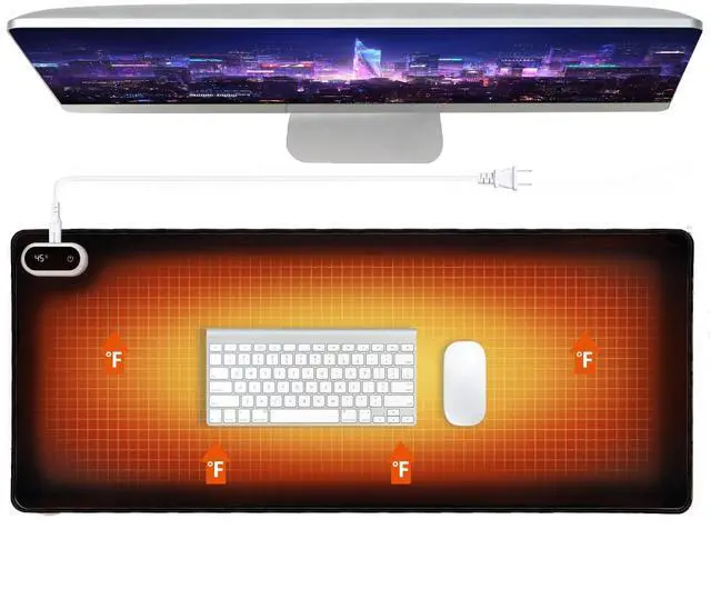 Alt view image 8 of 14 - Heated Desk Pad, Heated Mouse Pad- 31.5 x 13 inch, Heated Desk Mat, Desk Warmer with 5 Heat Levels & Auto Shut-Off - Ideal for Office and Home (Black)