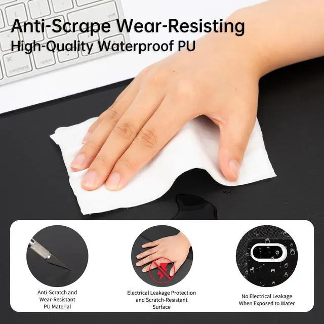 Alt view image 13 of 14 - Heated Desk Pad, Heated Mouse Pad- 31.5 x 13 inch, Heated Desk Mat, Desk Warmer with 5 Heat Levels & Auto Shut-Off - Ideal for Office and Home (Black)
