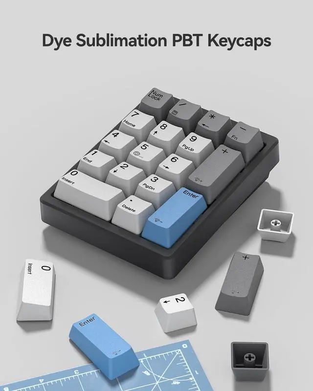 Alt view image 14 of 14 - KN17 Wired Mechanical Number Pad- 17 Keys Hot Swappable Numpad with White Backlight& PBT Keycaps for Laptop PC Compact Keyboards (Black, Brown Switch)
