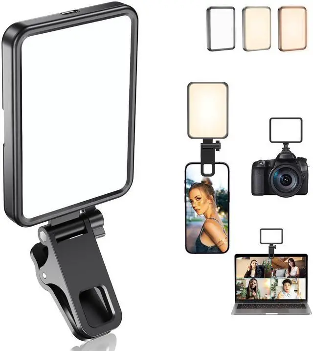 Alt view image 8 of 14 - Rechargeable Soft Selfie Light for Phone, Camera, Laptop, 4-14H Battery Portable LED Light for Pictures, Phone Light Clip for Selfie, Vlog, TikTok, Makeup, Video Conference Black