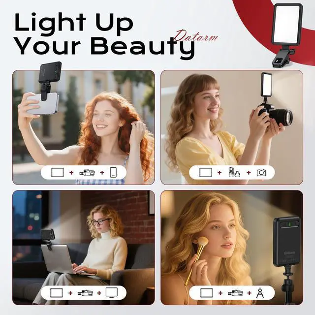 Alt view image 13 of 14 - Rechargeable Soft Selfie Light for Phone, Camera, Laptop, 4-14H Battery Portable LED Light for Pictures, Phone Light Clip for Selfie, Vlog, TikTok, Makeup, Video Conference Black